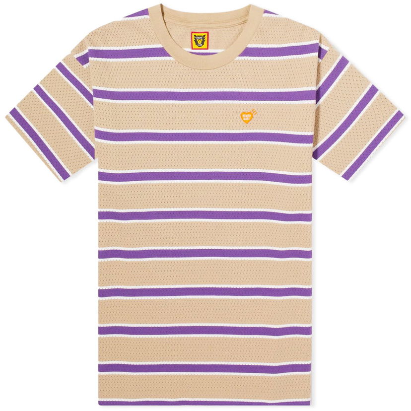 T-shirt Human Made Striped Small Heart T-Shirt Beige | HM27CS009-BE