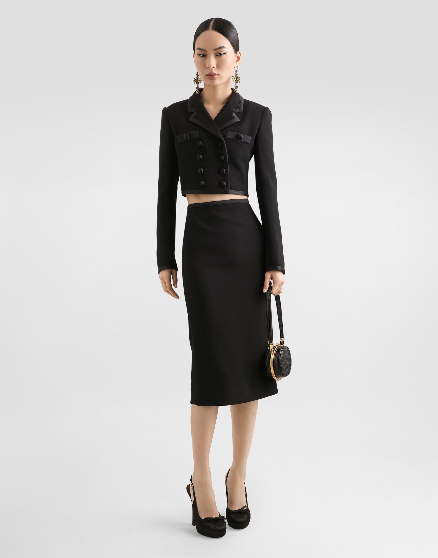 Nederdel Dolce & Gabbana Dolce & Gabbana Wool Crepe Calf-Length Pencil Skirt Sort | F4BBPTFUBD2N0000, 1