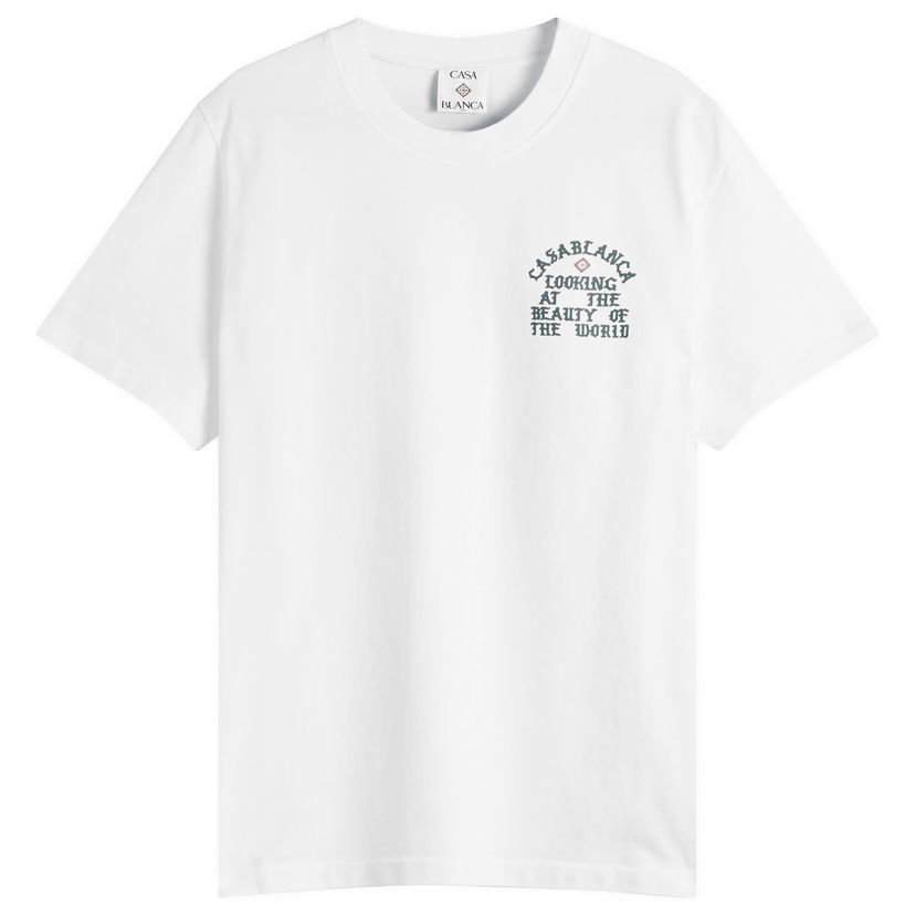 T-shirt Casablanca Casablanca Beauty of the World T-Shirt, Size Large Hvid | MS25-JTS-001-03