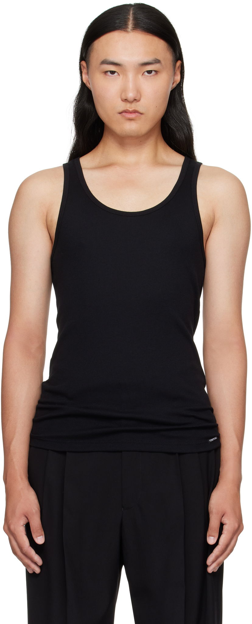 Tanktop Tom Ford TOM FORD Cotton & Modal Rib Tank Top Sort | T4D101210