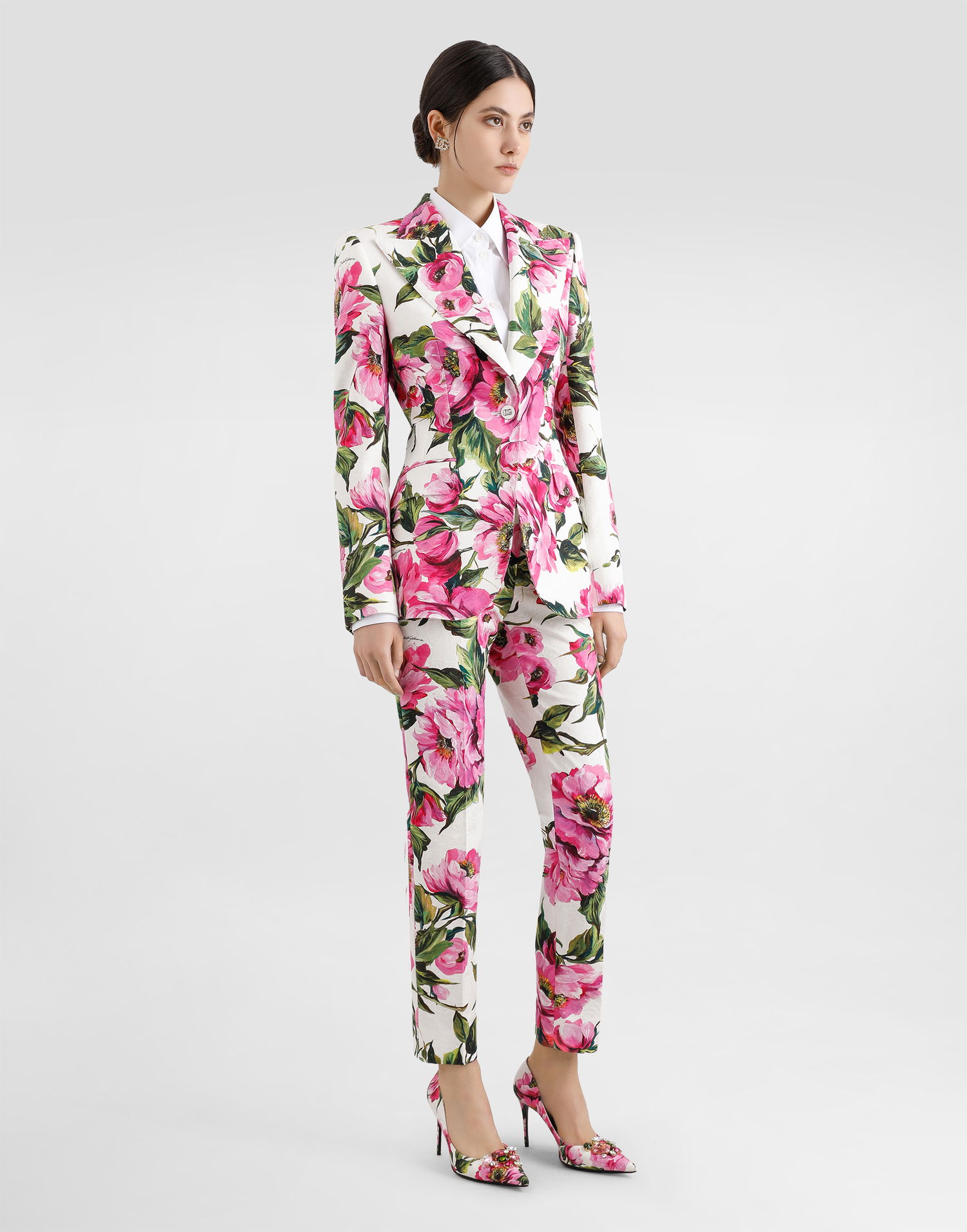 Jakke Dolce & Gabbana Dolce & Gabbana Turlington Peony Print Jacquard Jacket Flerfarvet | F29UCTFSFN9HA5KR, 1