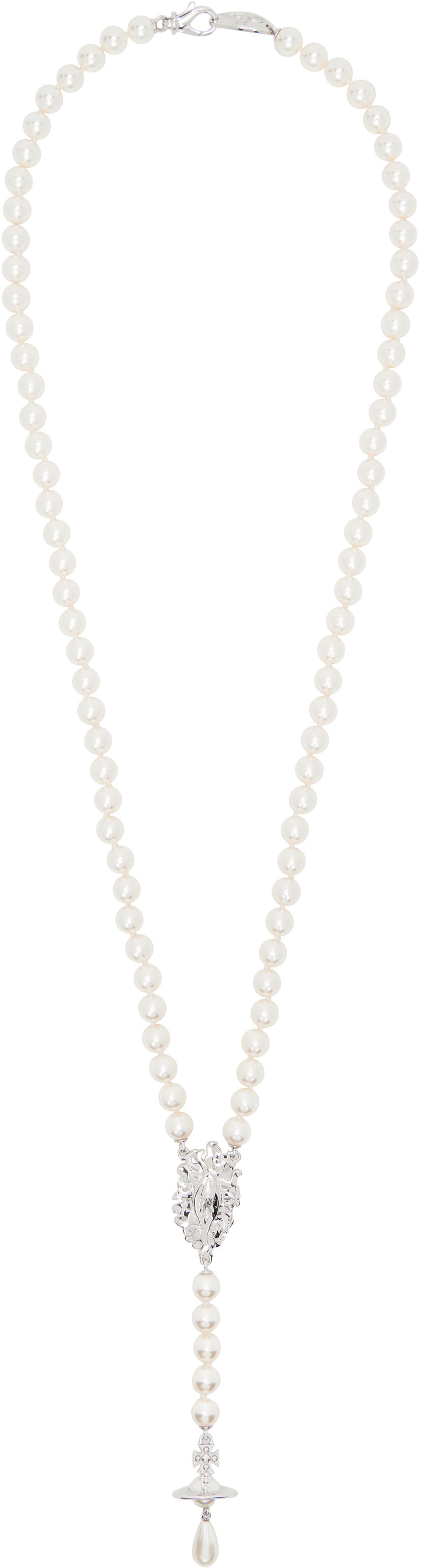 Halskæde Vivienne Westwood Vivienne Westwood Calista Long Pearl Necklace with Orb Pendant Hvid | 6301013L-02P103-