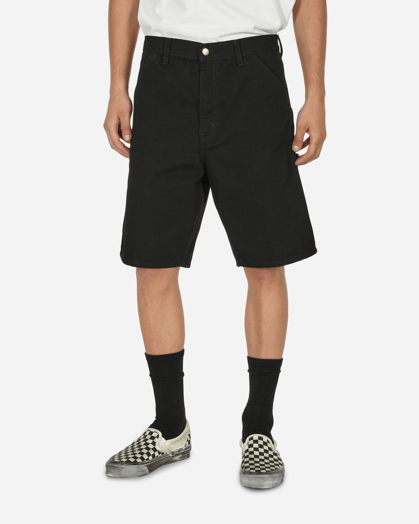 Bukser og jeans Carhartt WIP Single Knee Short black Rinsed Grøn | I027942_89_02