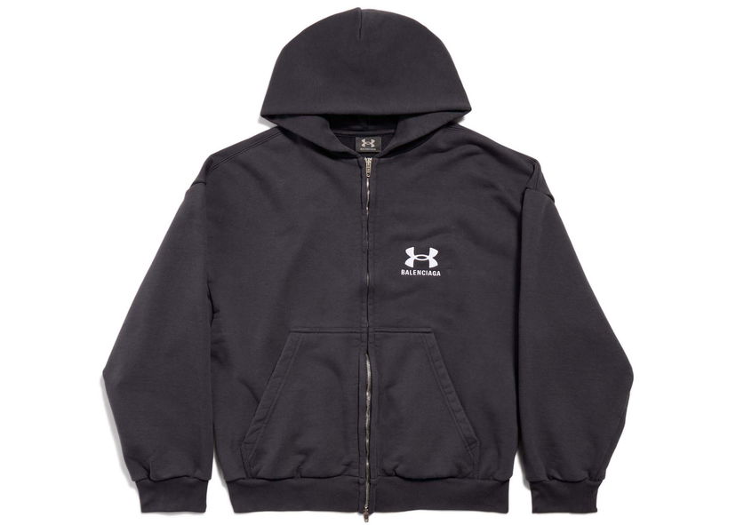 Sweatshirt Balenciaga Under Armour x Zip-Up Hoodie Regular Fit Black/White Sort | 803264TRVB89034