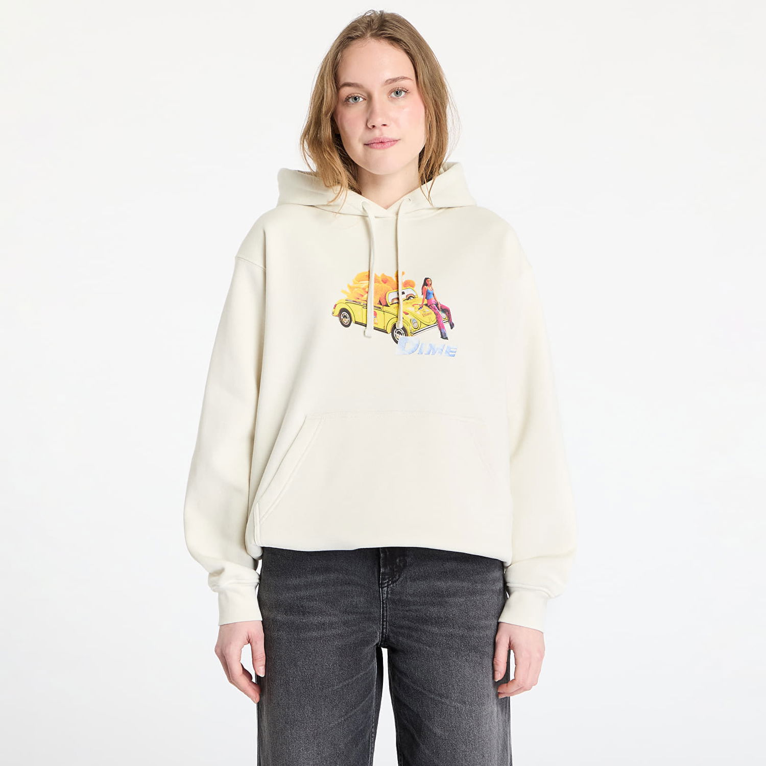 Sweatshirt Dime DIME 2Fast 2Delicious Hoodie Beige | DIMEHO2448NAT, 1