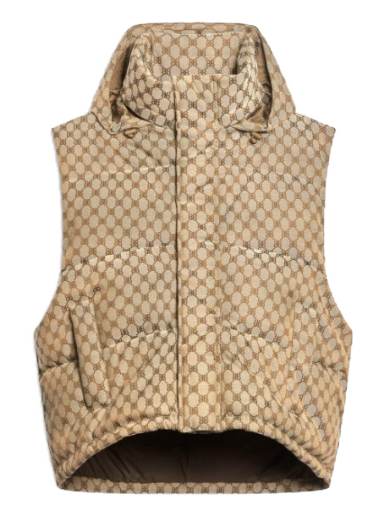 Vest Gucci Balenciaga x The Hacker Project Hacker Cocoon Puffer Vest Beige Beige | 681886TLO539585