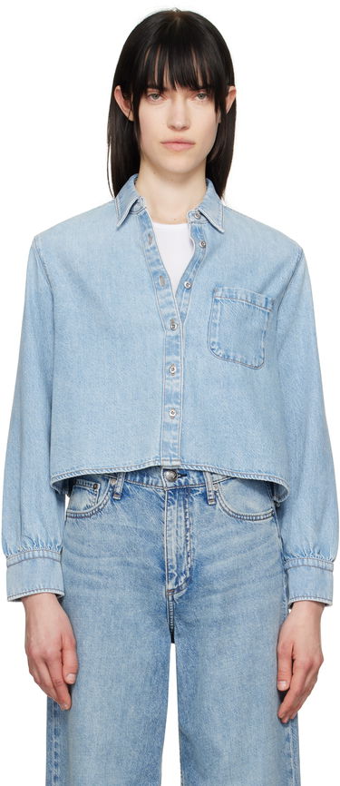 Skjorte rag & bone Rag & Bone Featherweight Cropped Maxine Denim Shirt Blå | WDD25S1446UFGR, 0