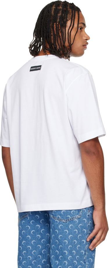 T-shirt Marine Serre Moon Logo Jersey Loose Fit Short Sleeve T-Shirt Hvid | MTT077BCJER0009, 2