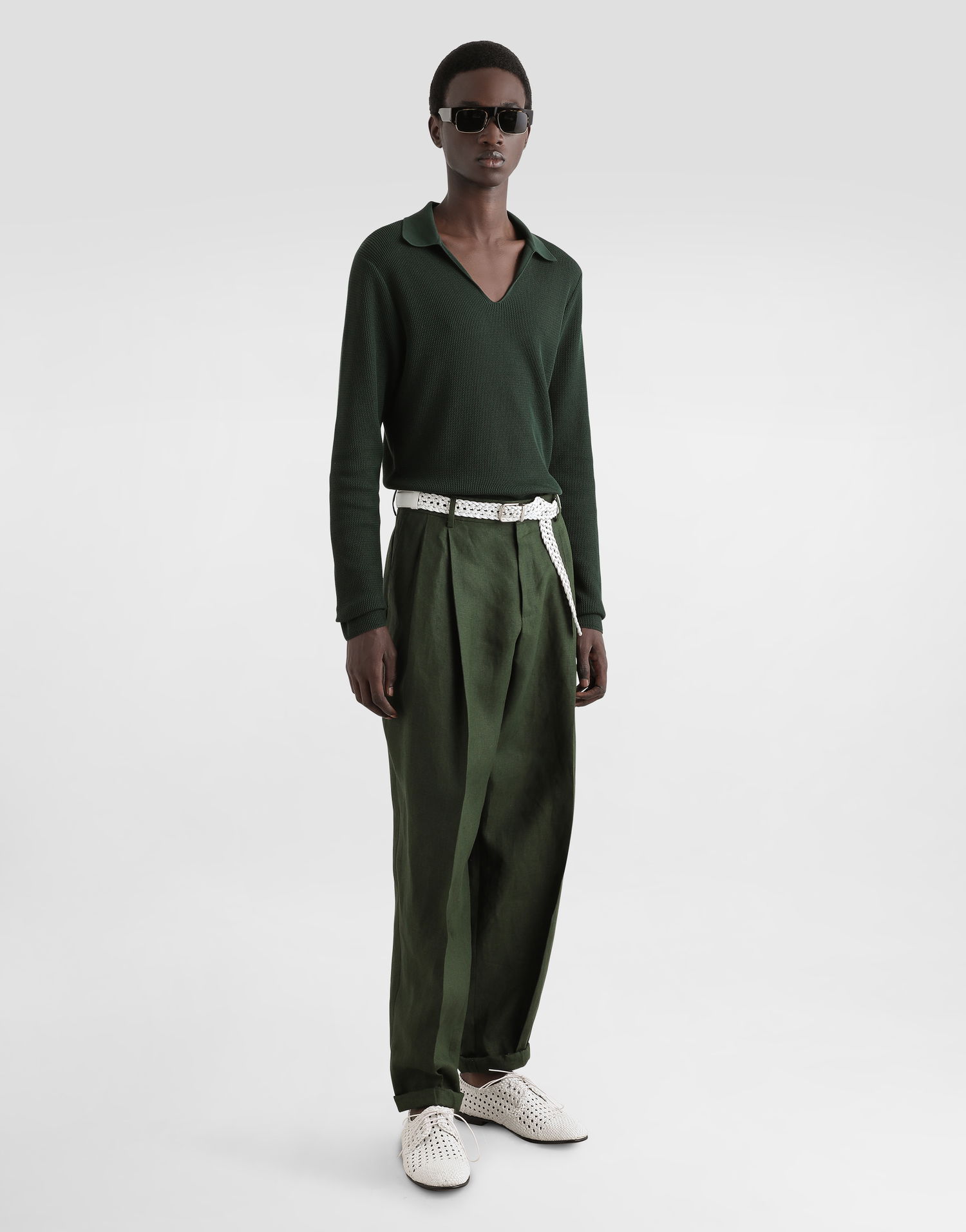 Bukser Dolce & Gabbana Dolce & Gabbana Linen Turned-Up Cuffs Pants Grøn | GP114TFU4MCV0304, 1