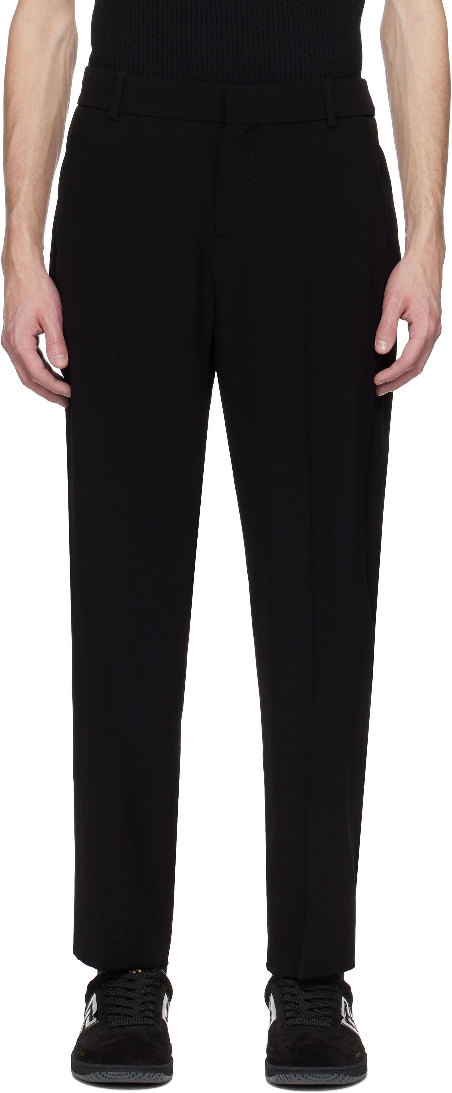 Bukser Balmain Balmain Crêpe Straight-Leg Trousers Sort | EH0PM037VB00, 0