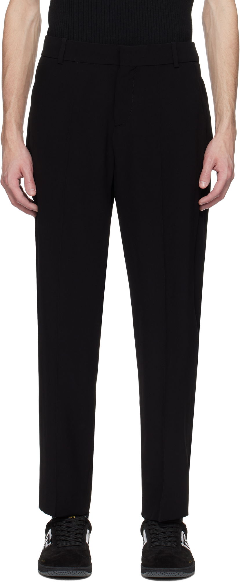 Bukser Balmain Balmain Crêpe Straight-Leg Trousers Sort | EH0PM037VB00