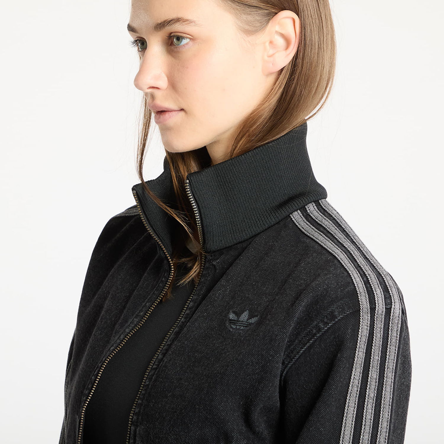 Bomberjakke adidas Performance Black Cropped Denim Jacket Sort | JD3110, 1