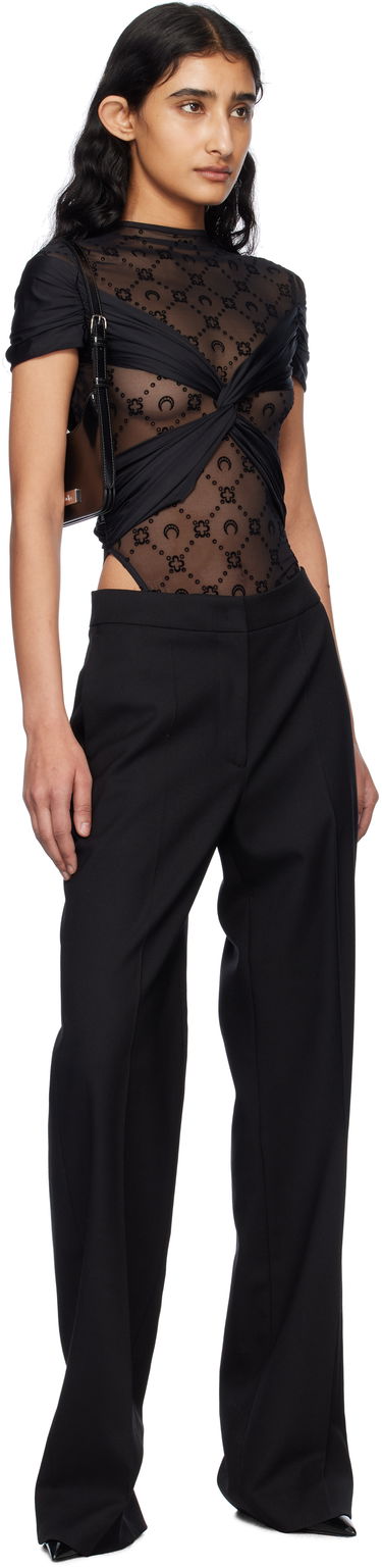 Krop Marine Serre Marine Serre Draped Twist-Front Bodysuit Sort | WTO430A RJER0018, 4
