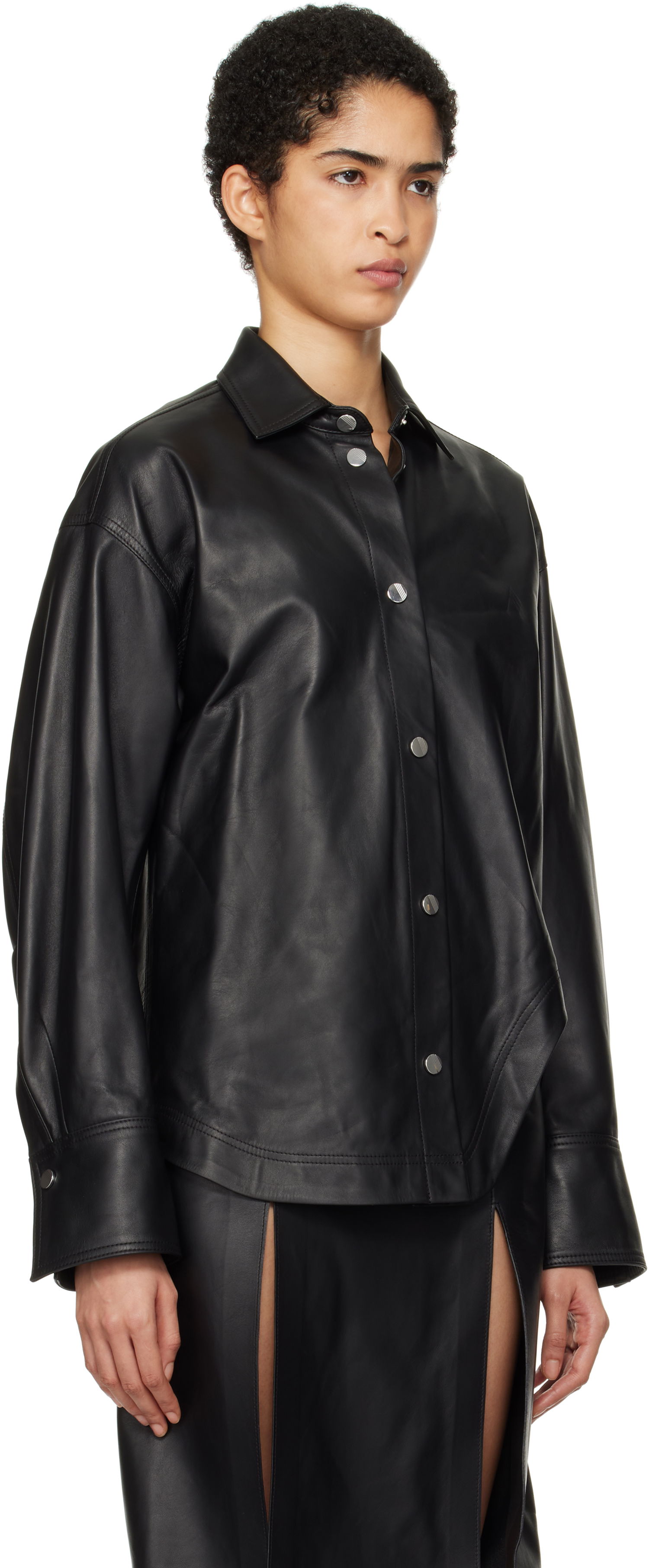 Skjorte The Attico Attico Eliza Leather Shirt Sort | 250WCB00074 LBT129AA, 1