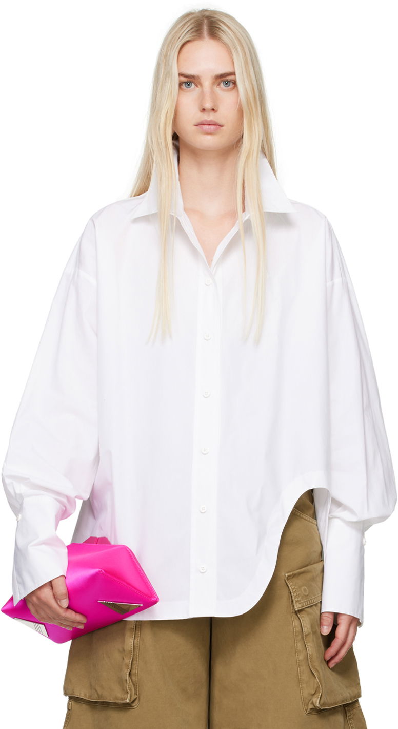 Skjorte The Attico The Attico Diana Asymmetric Shirt Hvid | 227WCH04 C052