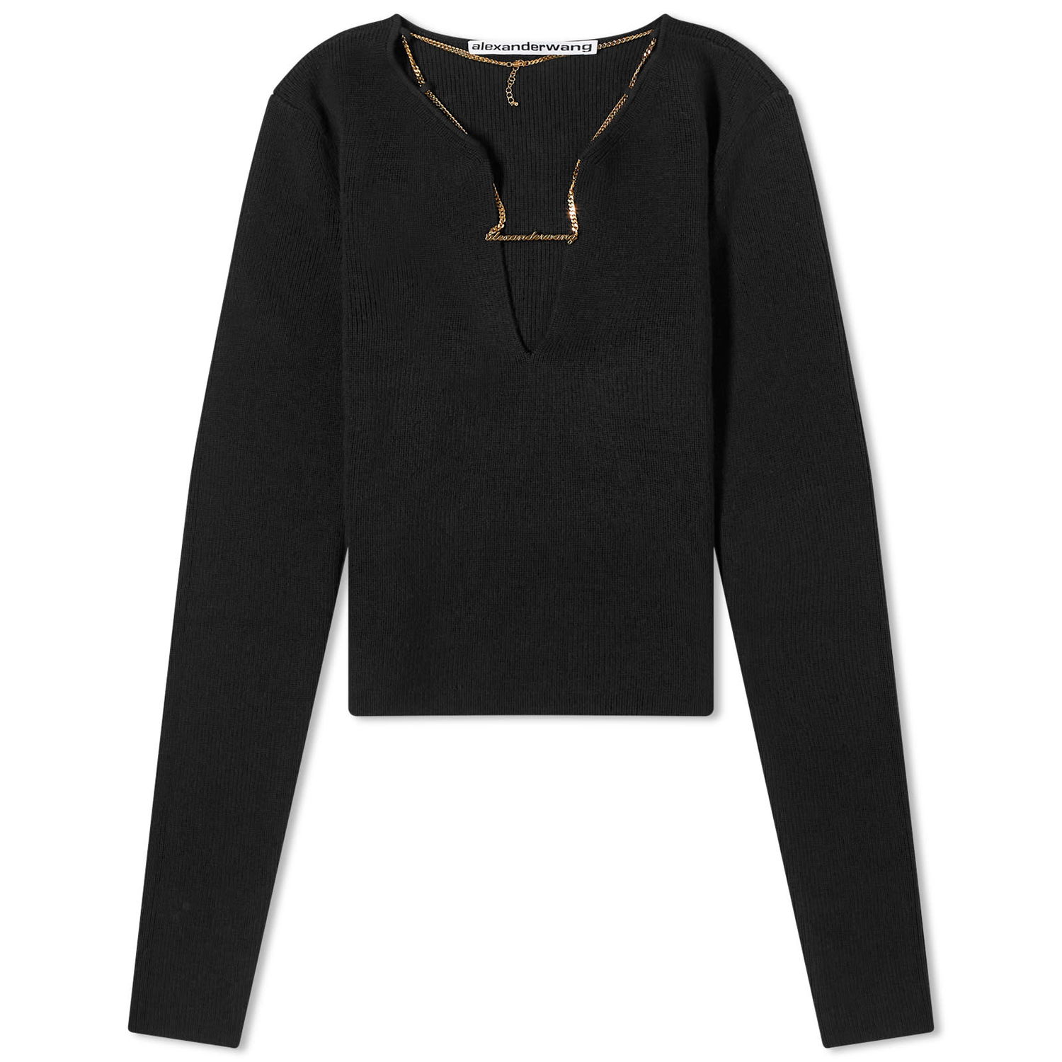 T-shirt Alexander Wang V-Neck Logo Necklace Top Sort | 1KC1241006-001, 0