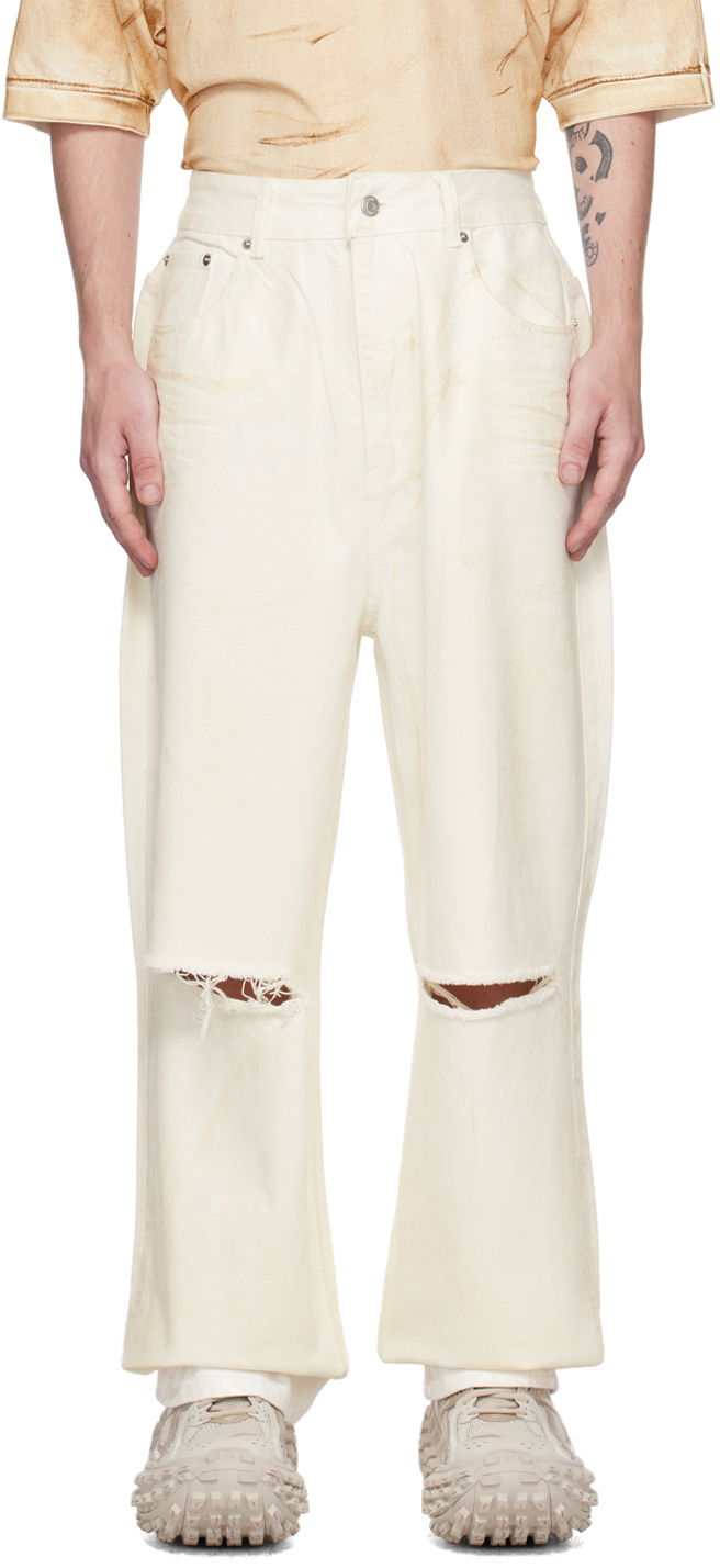 Jeans We11done Foil Coated Relaxed-Fit Jeans Hvid | WD-DP1-23-342-M-WH