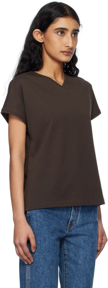 T-shirt Khaite Khaite Devra V-Neck T-Shirt Brun | 2377166, 1