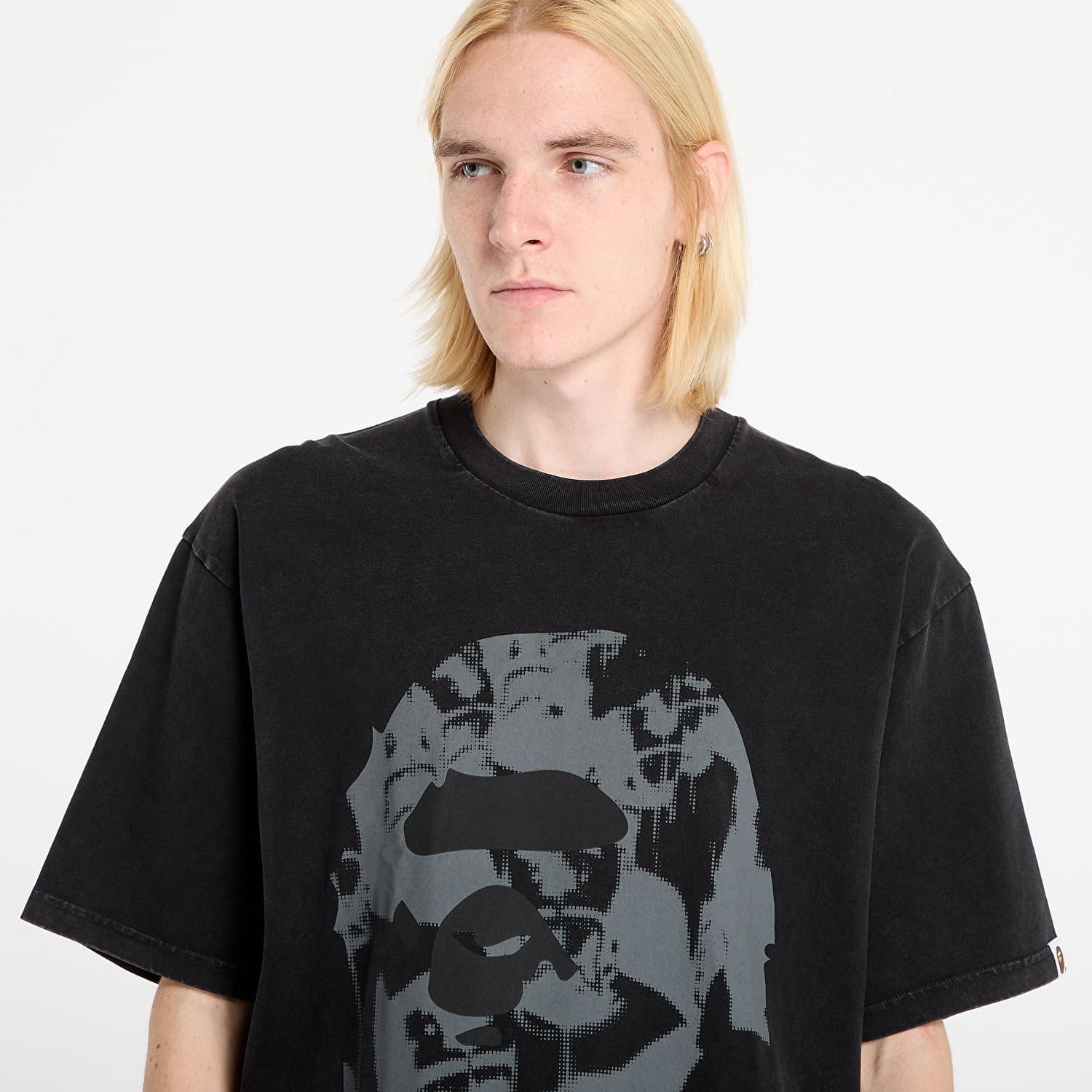 T-shirt BAPE Ape Head Heavy Washed Relaxed Fit T-Shirt Sort | 001CSL801308MBLK, 1