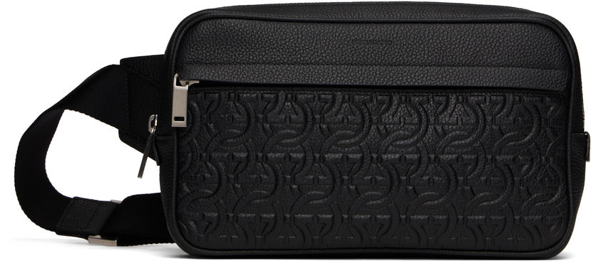 Taljetaske FERRAGAMO Ferragamo Gancini Embossed Leather Belt Bag Sort | 769479