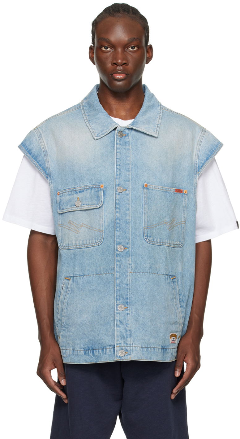 Vest Martine Rose Faded Denim Vest Blå | MRSS24-236