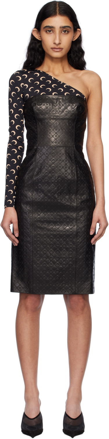 Kjole Marine Serre Marine Serre Moonogram Embossed Leather Midi Dress Sort | WDR315A RLEA0021, 0