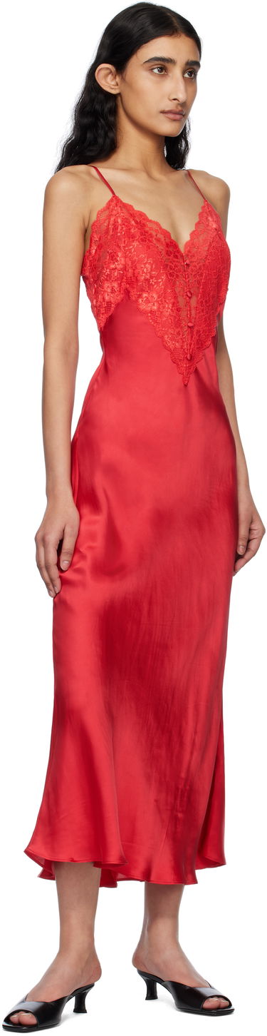 Kjole GUIZIO Guizio Nova Lace-Trimmed Slip Maxi Dress Rød | S25403W022, 3