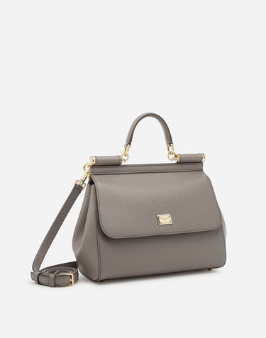 Håndtaske Dolce & Gabbana Dolce & Gabbana Small Sicily Leather Top Handle Bag Grå | BB6002B100180045, 2