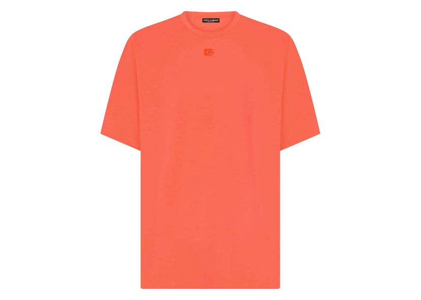T-shirt Dolce & Gabbana Technical Jersey Metallic DG Logo T-shirt Pink Rød | G8NV9ZHU7LCR3722