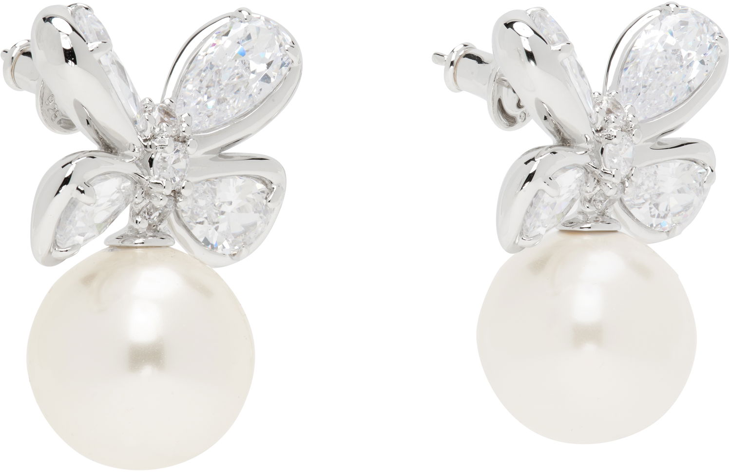 Øreringe SHUSHU/TONG YVMIN Edition Zirconia Butterfly Pearl Stud Earrings Hvid | 24720WHT00DN2, 1