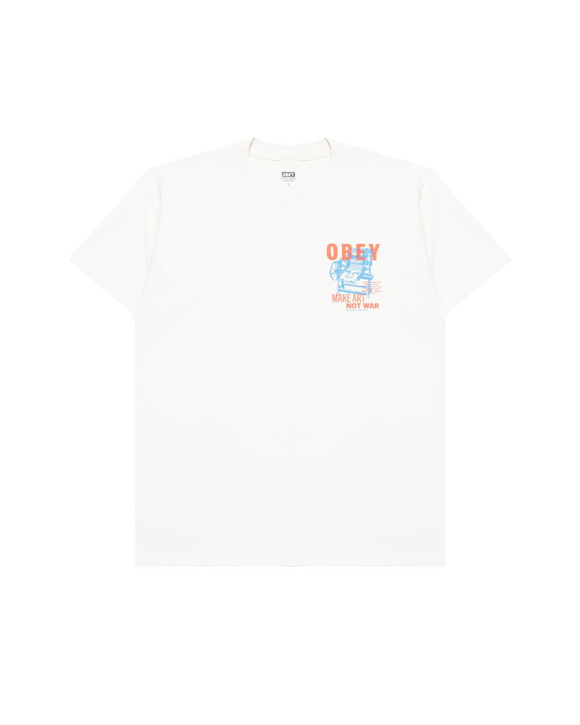 T-shirt OBEY Obey Printing Press Make Art T-Shirt Hvid | 165264061-CRM