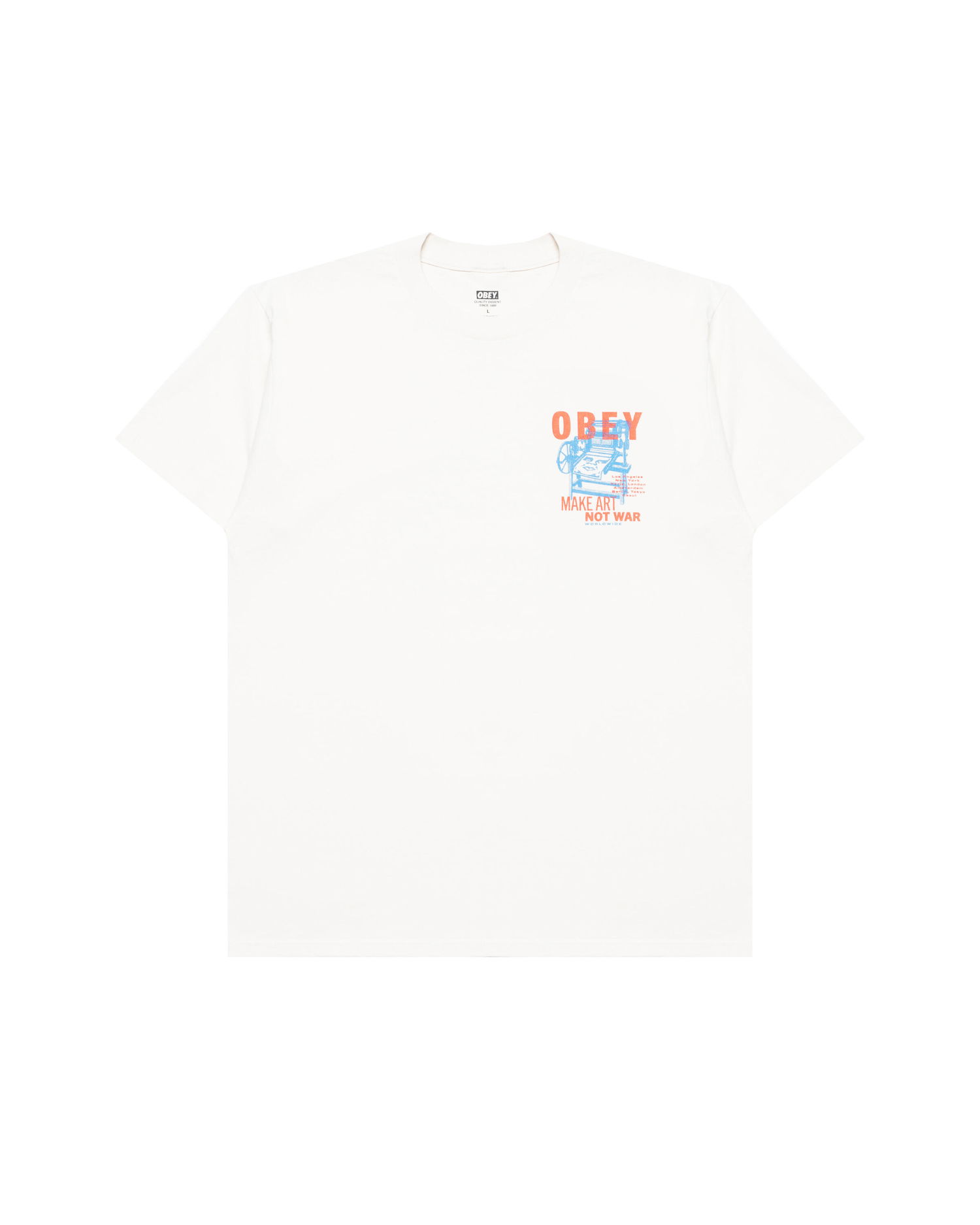 T-shirt OBEY Obey Printing Press Make Art T-Shirt Hvid | 165264061-CRM, 0