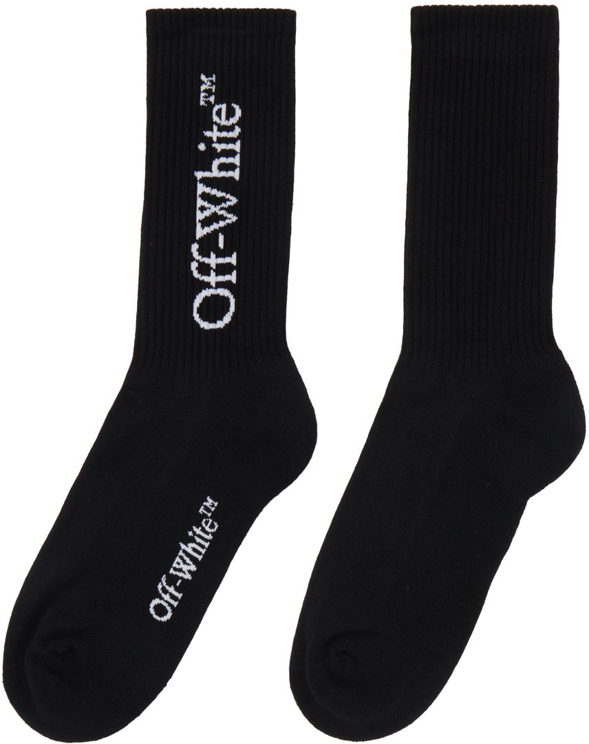 Sokker Off-White Off-White Mid Calf Socks with Logo Sort | OMRA085C99KNI0011001, 1