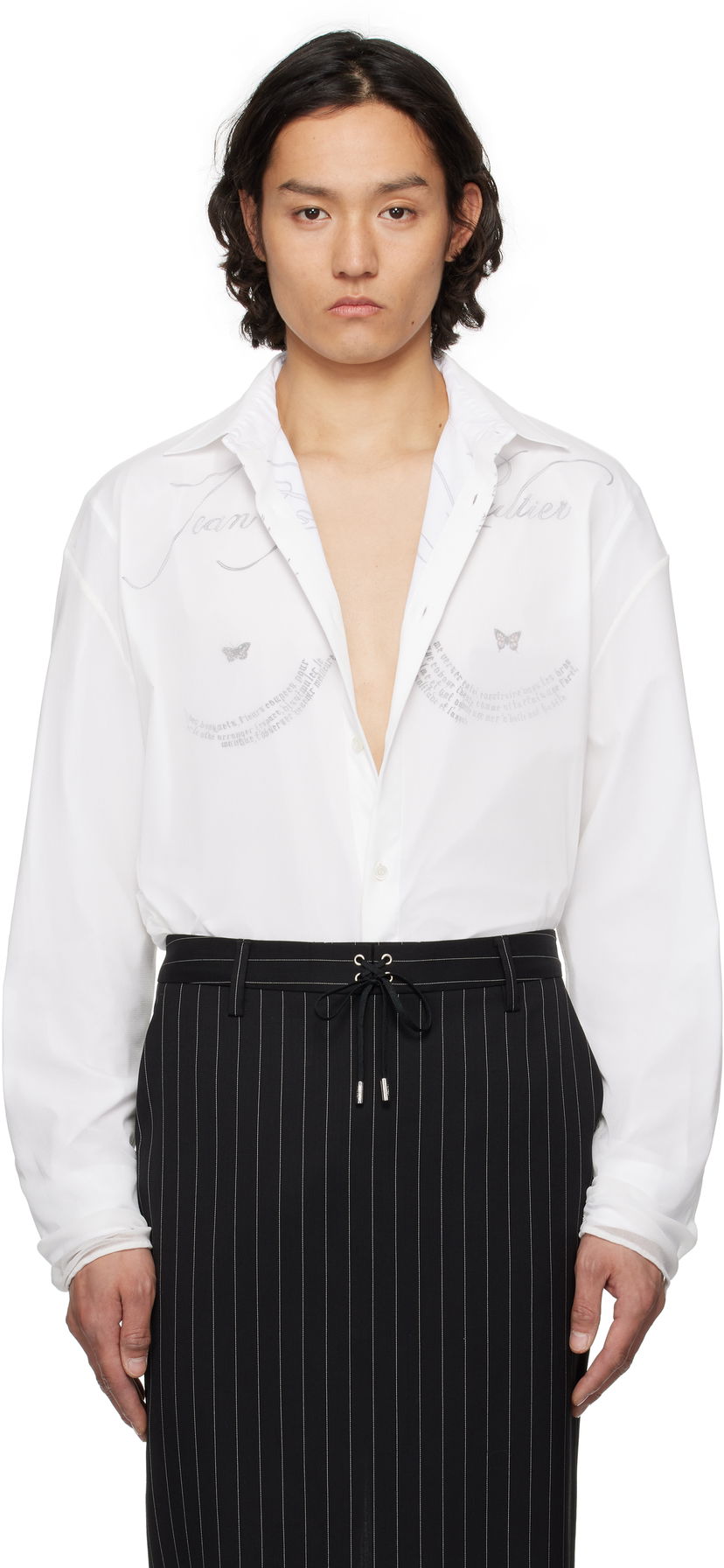 Skjorte Jean Paul Gaultier Jean Paul Gaultier 'The Tattoo Poem' Shirt Hvid | 25/34-U-CH093-C586-0001