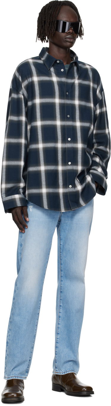 Skjorte Acne Studios Plaid Button-Up Shirt Mørkeblå | BB0632-, 3