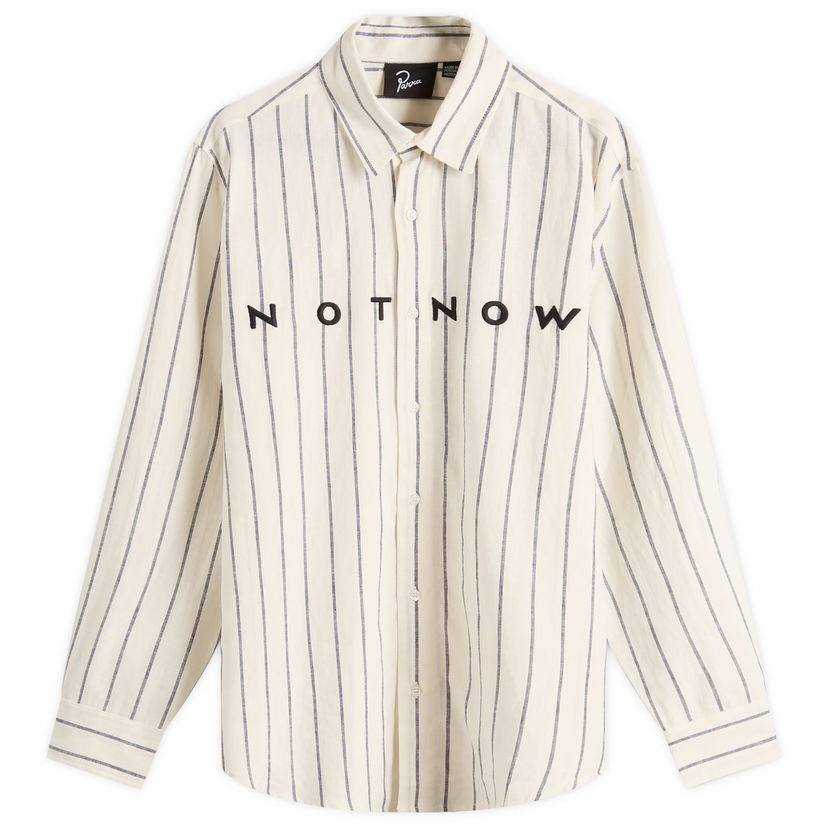 Skjorte By Parra Parra Not Now Striped Shirt, Size Large Hvid | 53435-WHT