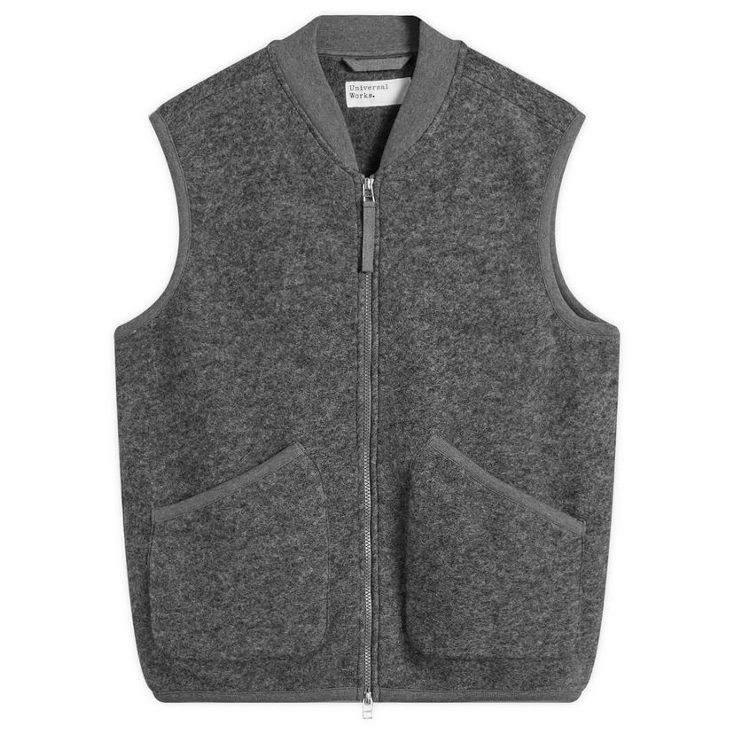 Vest Universal Works Wool Fleece Zip Waistcoat by Universal Works Grå | 00015-GMA