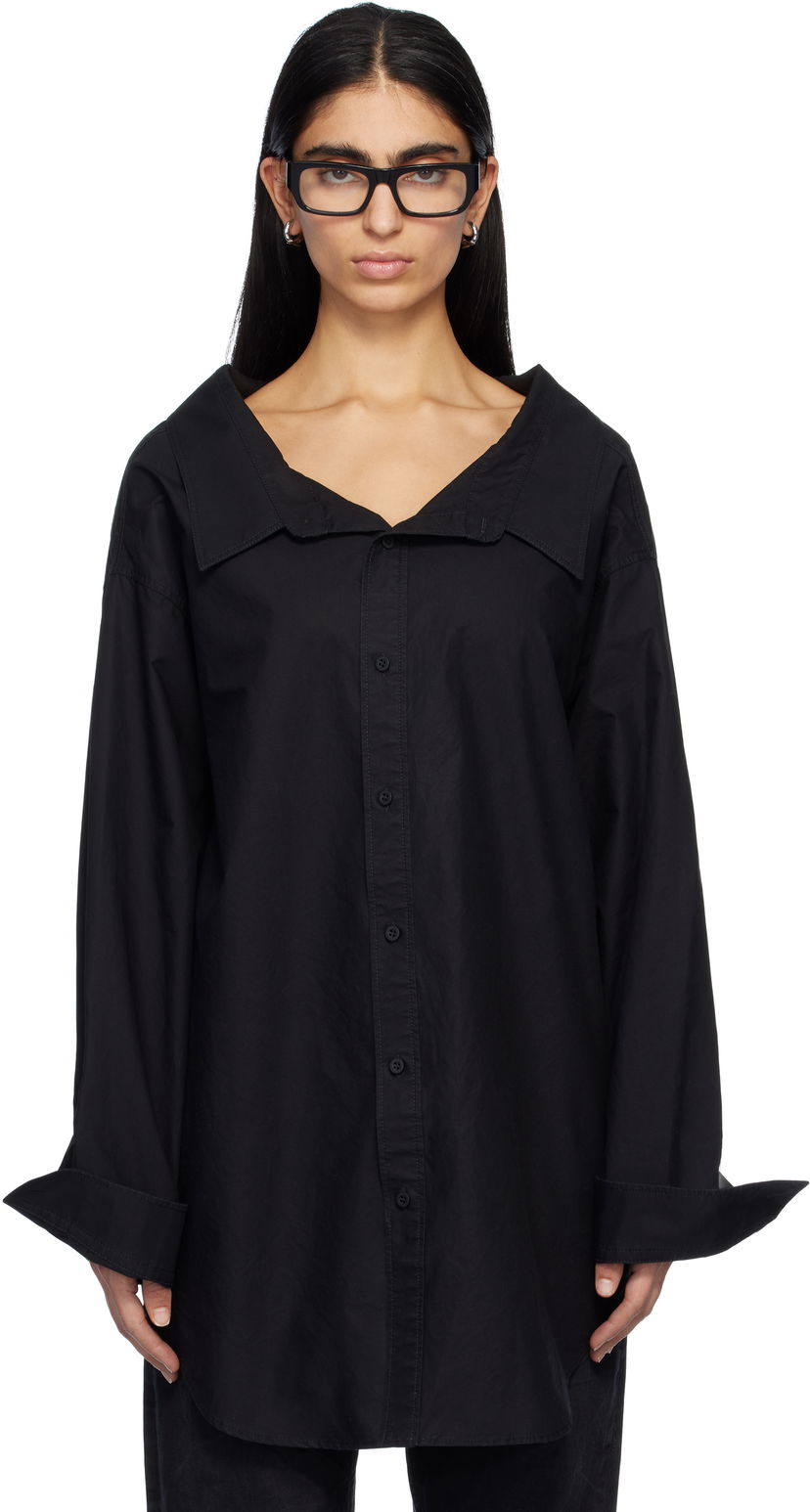 Skjorte Balenciaga Off Shoulder Long Shirt Sort | 809072 TNM60