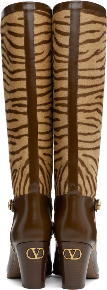 Tøj Valentino Valentino Garavani Pattie Zebra-Print Tall Boots Brun | 6W2S0LD6SHF, 1