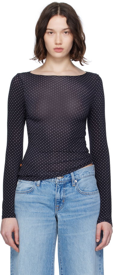 T-shirt Miaou Miaou Amelia Polka Dot Long Sleeve T-Shirt Sort | 7183TJBBWP, 0