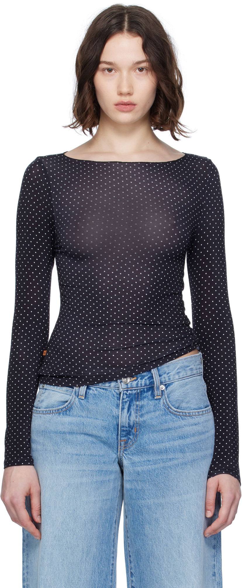 T-shirt Miaou Miaou Amelia Polka Dot Long Sleeve T-Shirt Sort | 7183TJBBWP