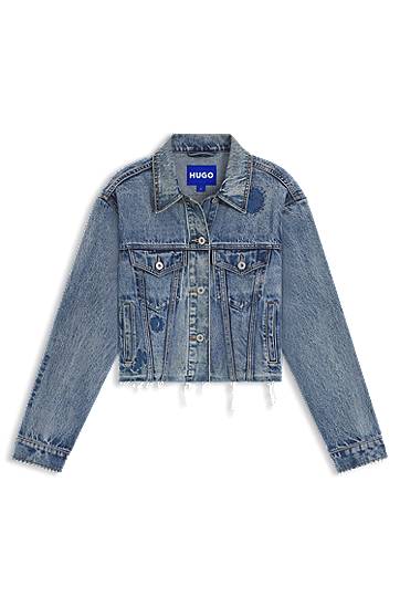 Jakke BOSS Relaxed-Fit Embroidered Denim Jacket Blå | 50546316