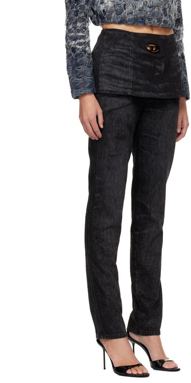 Jeans Diesel D-Hourjian Straight-Leg Washed Denim D-Logo Jeans Sort | A21370 007DB, 1