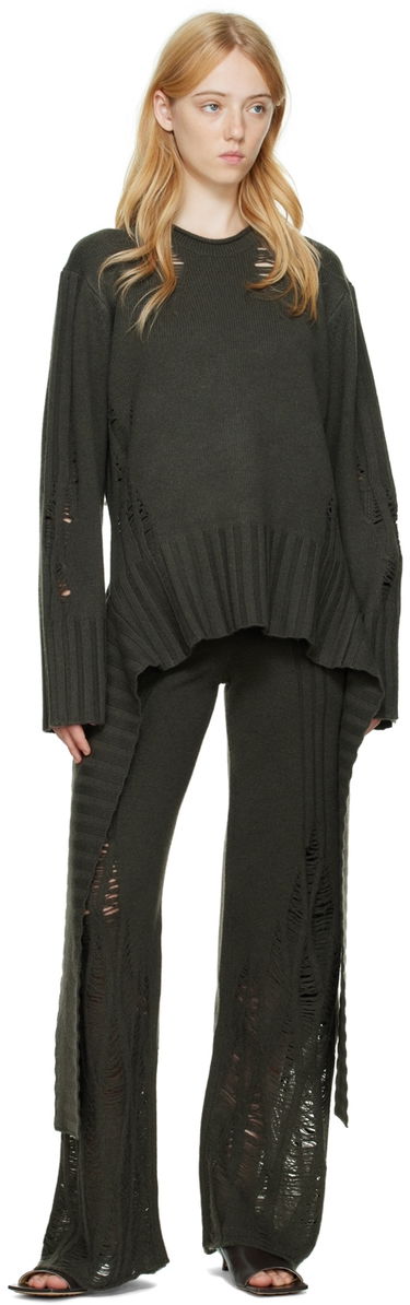 Bukser Dion Lee Distressed Cashmere Peplum Sweater Grøn | C7086P22, 3