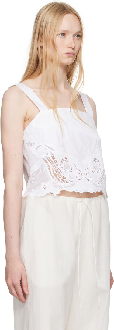 Crop top rag & bone Rag & Bone Clem Lace-Trim Poplin Tank Top Hvid | WAW25SA036LA36, 1