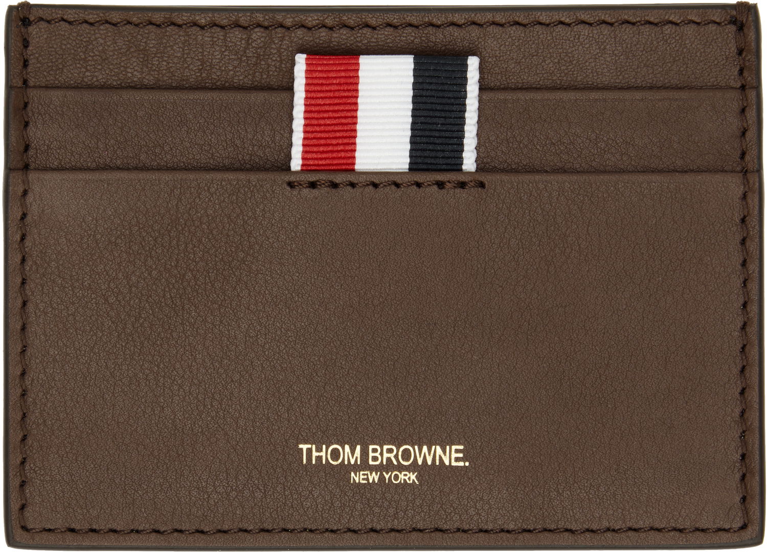 Tegnebog Thom Browne Thom Browne Soft Calf Leather Single Card Holder Brun | MAW020L-L0117, 0