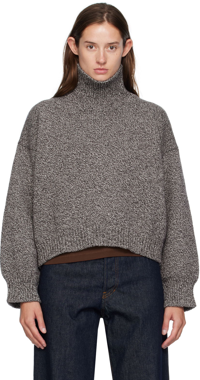 Sweater &Daughter &Daughter Caragh Chunky Crop Turtleneck Sweater Grå | HKN03934
