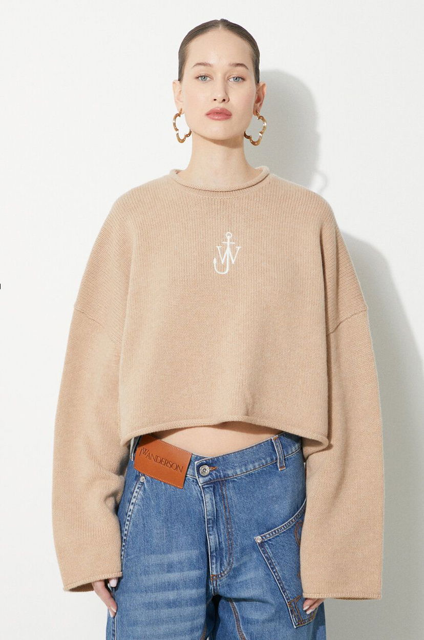 Sweater JW Anderson JW Anderson Cropped Anchor Jumper Beige | KW1121.YN0264.132