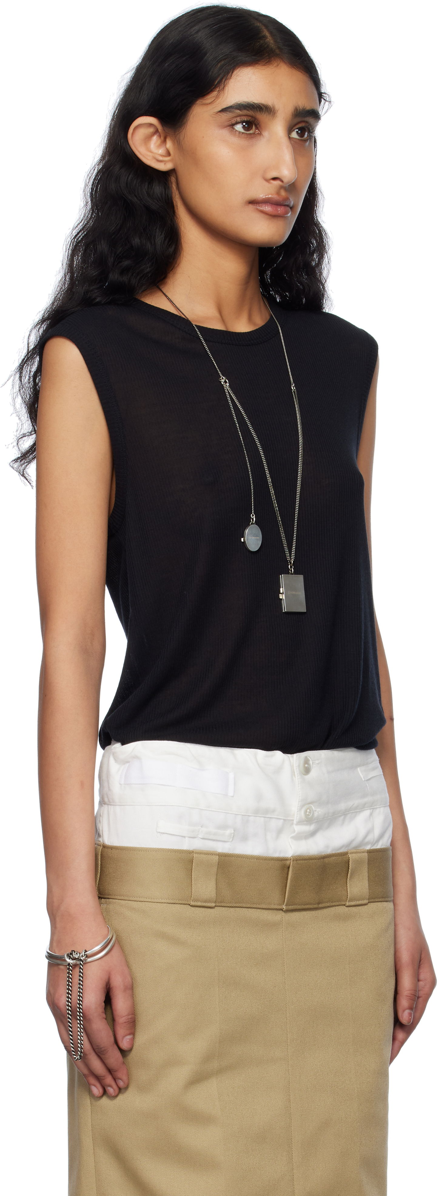 Nederdel Ann Demeulemeester Ann Demeulemeester Biba Sleeveless Tank Top Beige | 2510-W-JTO05-FA570-099, 1