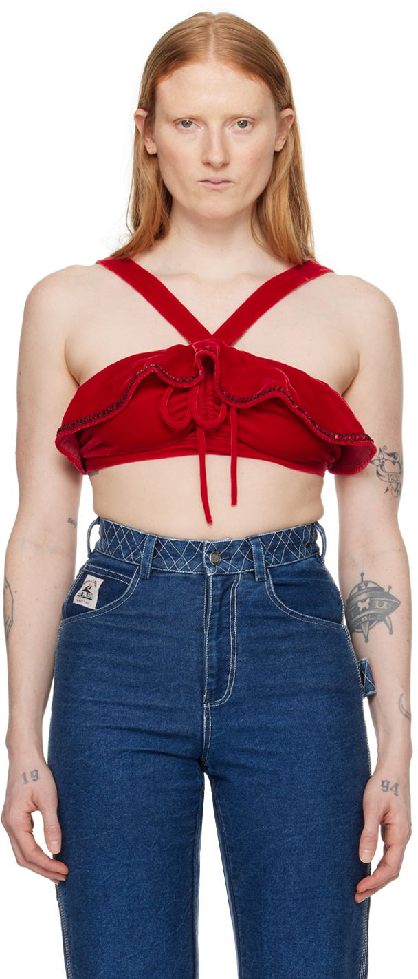 Tanktop Bode Velvet Ruffle Bra Rød | WRF23UP008